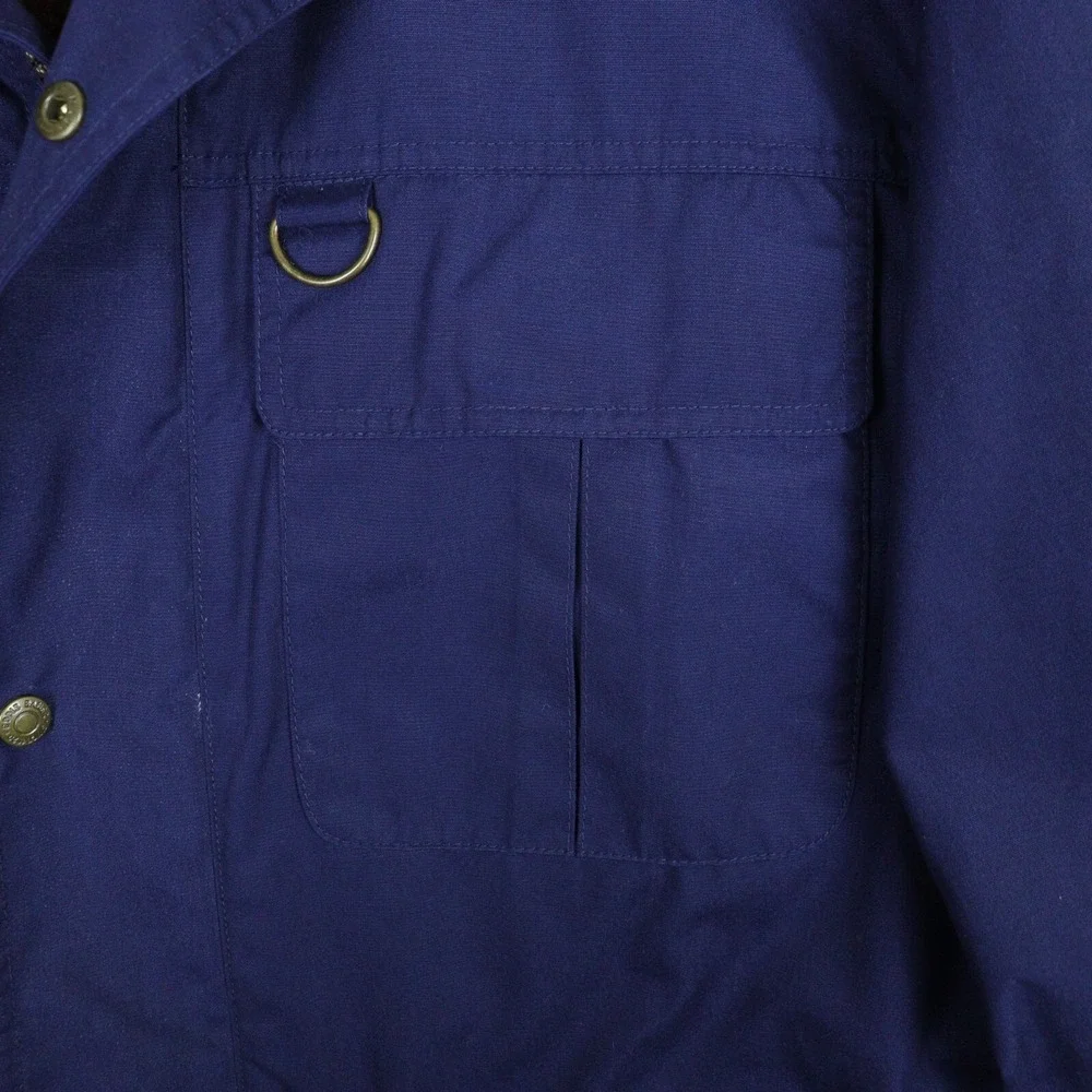 Eddie‎ Bauer Parka Coat Jacket Men Large Plaid Wool Lining Mountain Parka Blue